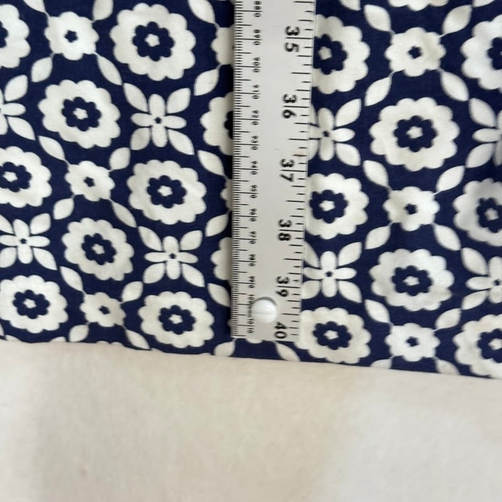 Boden Blue White Floral Geometric Print 3/4 Sleeve Shift Dress with Pockets - Picture 8 of 9